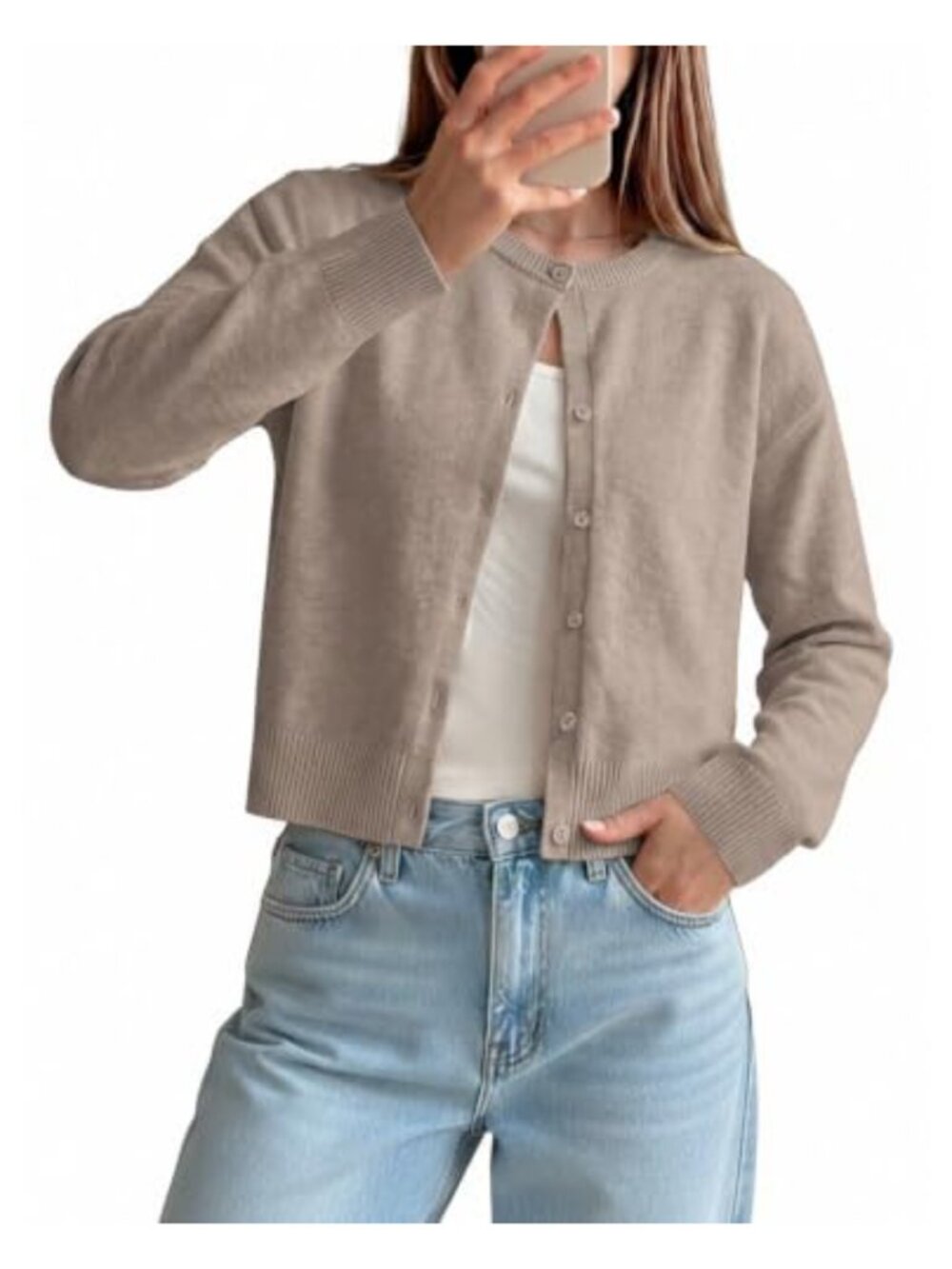 Cropped Cardigan Sweater Women Y2K Knit Button Front Lightweight